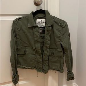 Hollister army green cropped jacket